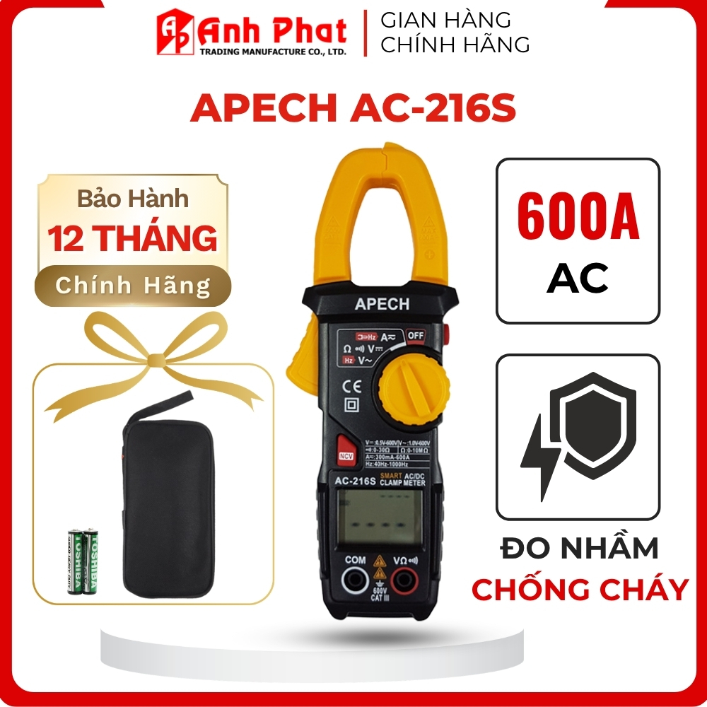 Ampe Kìm Đo Dòng DC APECH AC216 TrueRMS, Chống Nhiễu Độ Chính Xác Cực Cao - Anh Phát