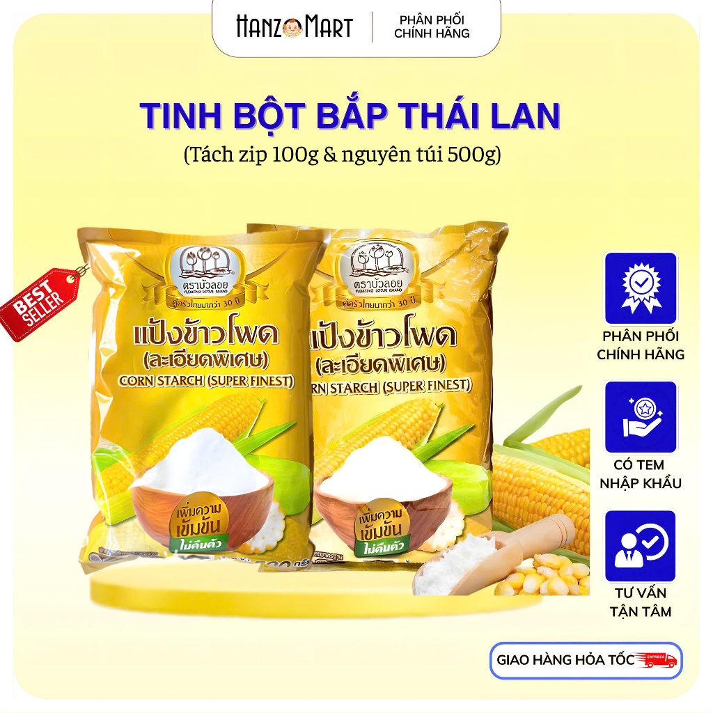 Tinh bột bắp non GMO Thái Lan 100g/500g