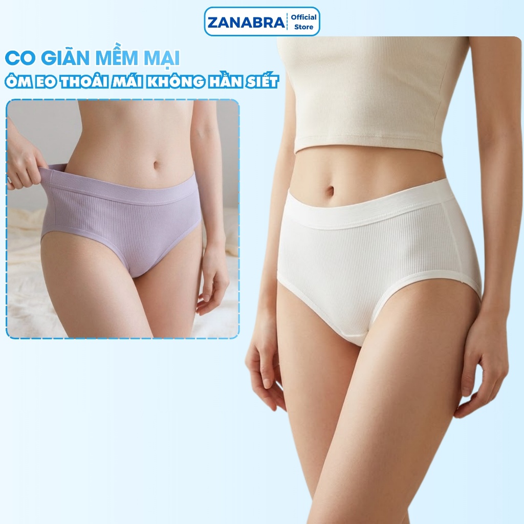 Quần lót nữ cotton gân tăm trơn basic dễ mặc - Quần chip nữ co dãn tốt ôm eo cuốn hút ZANABRA L2416