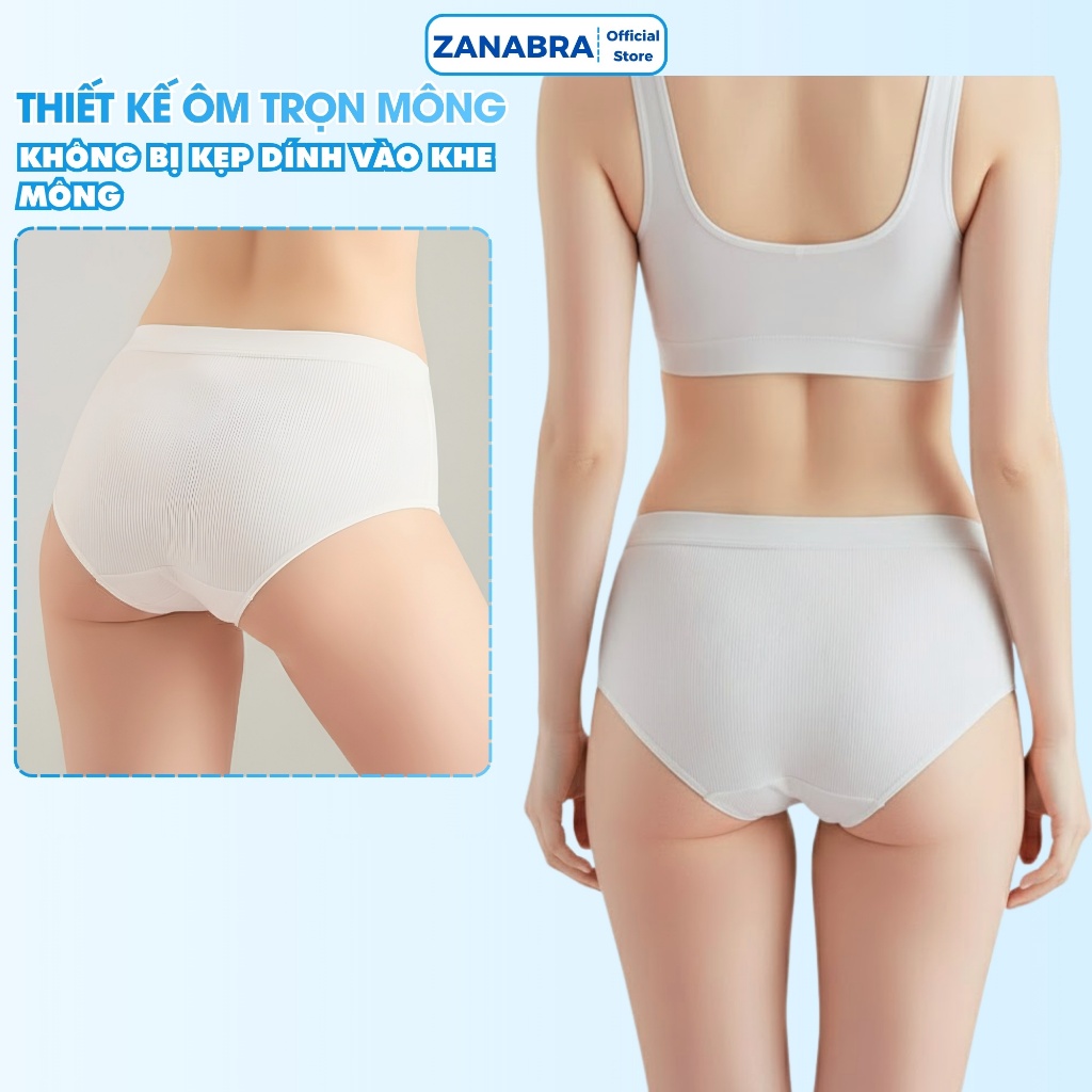 Quần lót nữ cotton gân tăm trơn basic dễ mặc - Quần chip nữ co dãn tốt ôm eo cuốn hút ZANABRA L2416