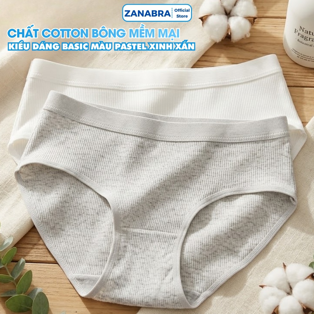 Quần lót nữ cotton gân tăm trơn basic dễ mặc - Quần chip nữ co dãn tốt ôm eo cuốn hút ZANABRA L2416
