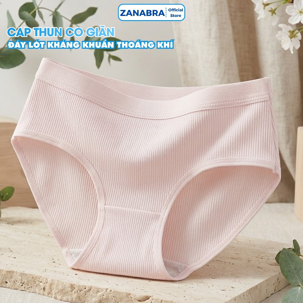 Quần lót nữ cotton gân tăm trơn basic dễ mặc - Quần chip nữ co dãn tốt ôm eo cuốn hút ZANABRA L2416