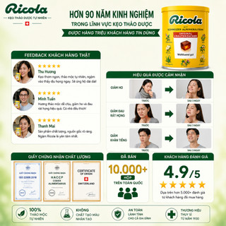 [CHÍNH HÃNG] Kẹo ngậm ho thảo dược Ricola Original Herb hỗ trợ giảm ho, đau rát họng 250g