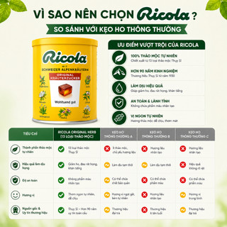 [CHÍNH HÃNG] Kẹo ngậm ho thảo dược Ricola Original Herb hỗ trợ giảm ho, đau rát họng 250g