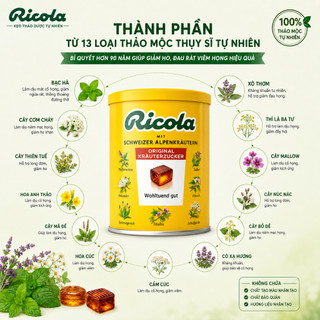 [CHÍNH HÃNG] Kẹo ngậm ho thảo dược Ricola Original Herb hỗ trợ giảm ho, đau rát họng 250g