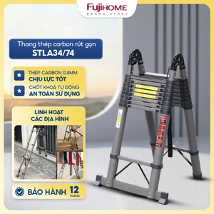 Thang rút chữ A Nhập Khẩu 3,4M - 7.4M gấp gọn chính hãng FUJIHOME, thang rút đôi Carbon chống trượt khoá chốt an toàn