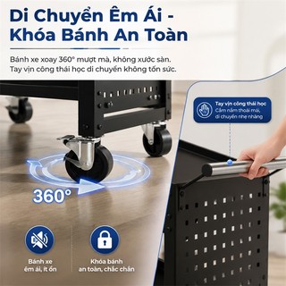 BMZAR Xe đẩy hàng cao cấp thép carbon Kệ đựng đồ Dung lượng lớn Có tay vịn tải trọng 150kg