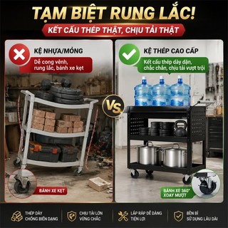 BMZAR Xe đẩy hàng cao cấp thép carbon Kệ đựng đồ Dung lượng lớn Có tay vịn tải trọng 150kg