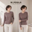 BI.POSILÁ - ÁO THUN ÔM VỪA BASIC CỔ TRÒN DÀI TAY VẢI COTTON BORIP MỀM MỊN THOẢI MÁI - Áo Thun Ôm body nữ