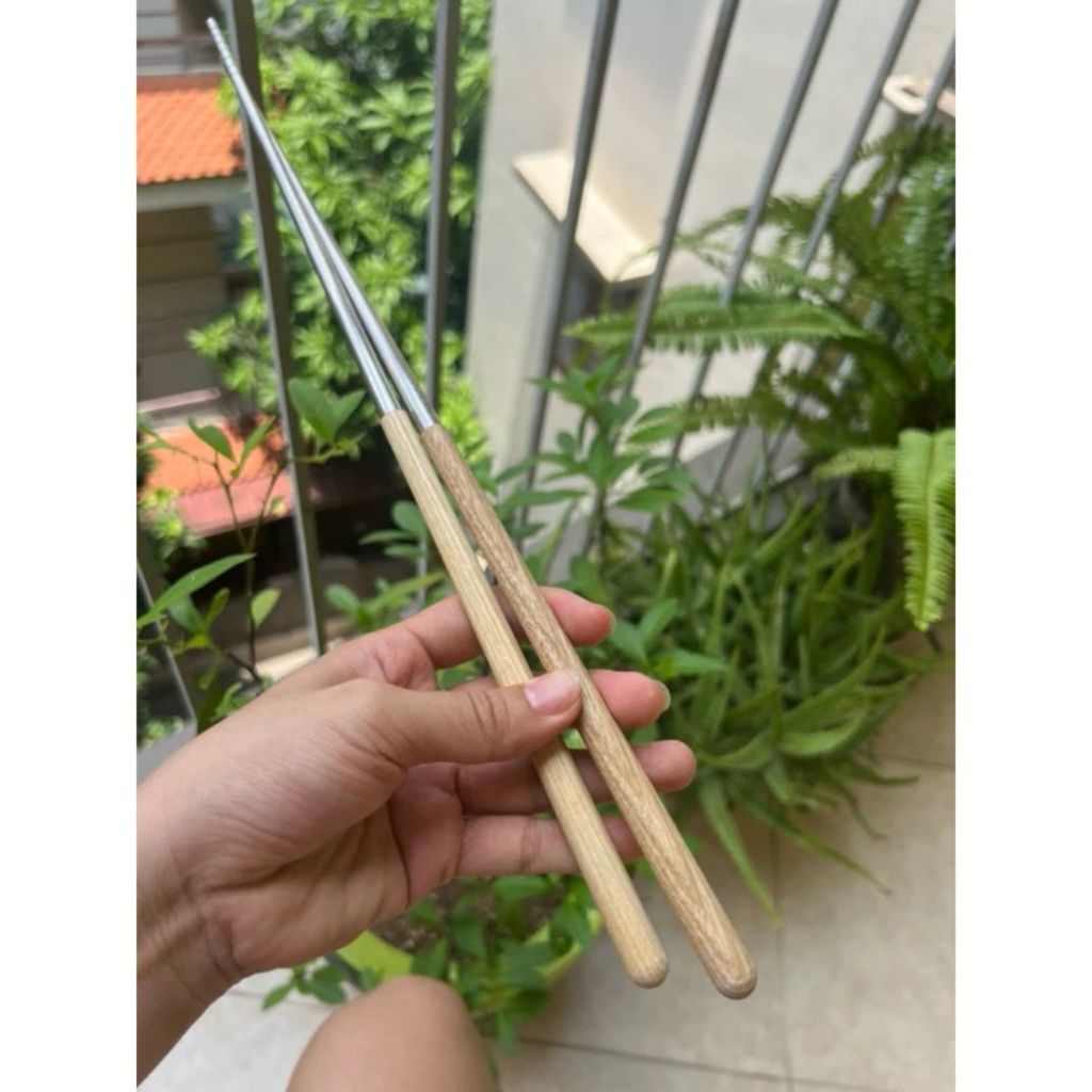 Đũa Xào Inox ALOHOME – Đũa Xào Inox Cán Gỗ Chống Nóng Đa Năng Tiện Lợi