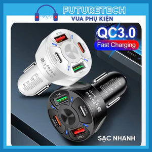 Tẩu Sạc Nhanh Ô Tô Chính Hãng PD 20W QC3.0 Sạc Siêu Tốc 3.1A ,Tẩu Chia 4 Cổng 2 Ty-C + 2 USB, Bảo Hành 6 Tháng