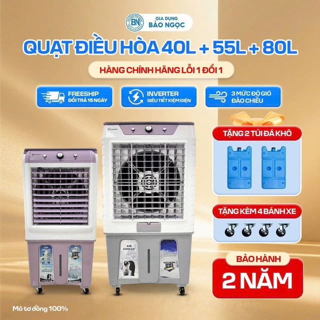 Quạt điều hoà hơi nước Nineshield dung tích 50L,Quạt hơi nước điều hoà không khí công suất lớn