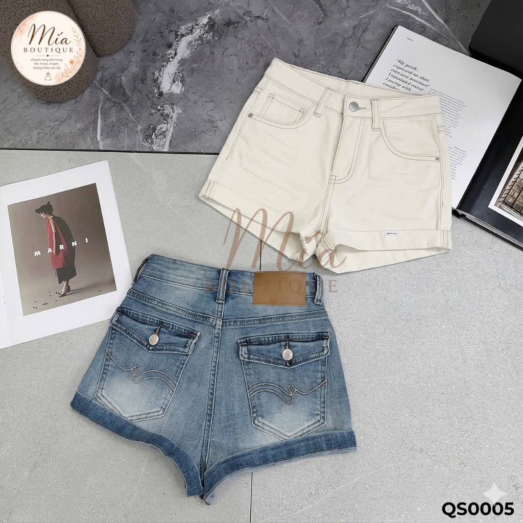 Quần short sooc ngắn jean denim bò gập gấu nắp túi sau Mía QCCC QCL1 QS0005 #1003