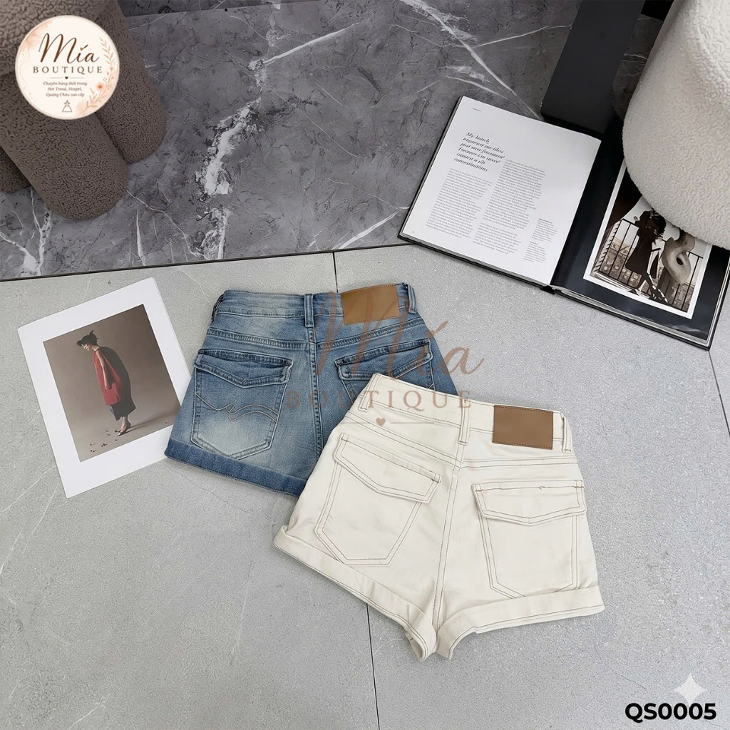 Quần short sooc ngắn jean denim bò gập gấu nắp túi sau Mía QCCC QCL1 QS0005 #1003