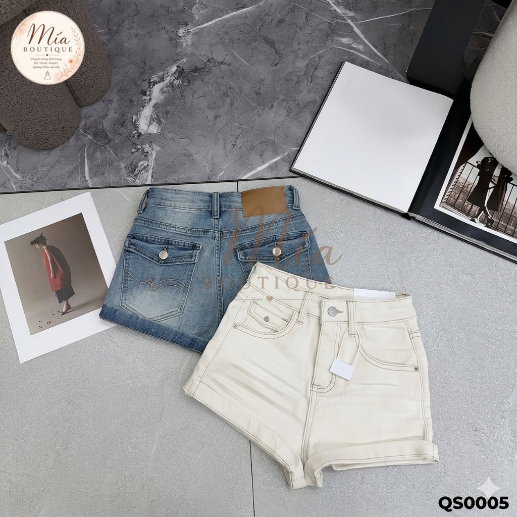 Quần short sooc ngắn jean denim bò gập gấu nắp túi sau Mía QCCC QCL1 QS0005 #1003