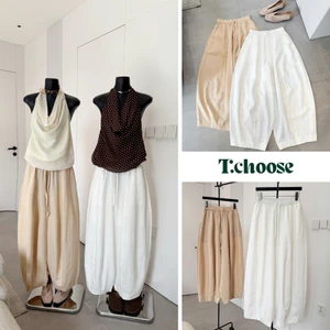 Quần đũi trơn cạp chun rút dây, quần suông ống rộng 1223 TCHOOSE