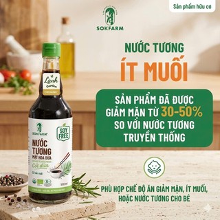 Nước Tương Mật Hoa Dừa Sokfarm Organic chai 200ml