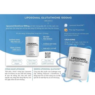 TPBVSK Viên Uống Bảo Vệ Sức Khỏe Codeage Liposomal Glutathione 1000mg, Hộp 60 Viên
