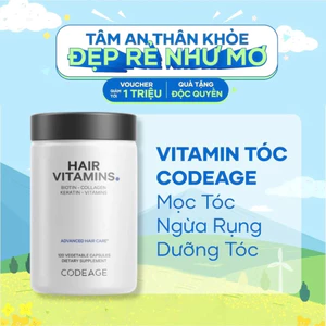 Viên uống CodeAge Vitamin Hair Hỗ trợ kích thích mọc tóc, cải thiện nang tóc, dưỡng bóng của Mỹ 120 Viên