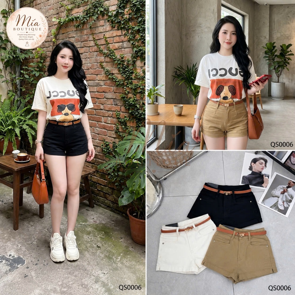 Quần short sooc ngắn jean denim bò ôm kèm đai cam Mía QCCC QCL1 QS0006 #81281