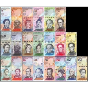 Bộ full 21 tờ Venezuela mới đẹp lung linh kỷ niệm, sưu tầm, biếu tặng Lì Xì Tết độc đáo ý nghĩa