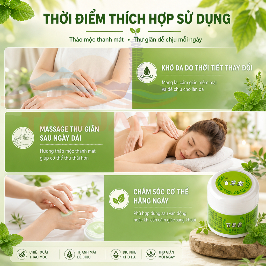 Cao dầu Bạch Thảo Đài Loan xoa bóp, cạo gió mát ấm 100 gram/hộp