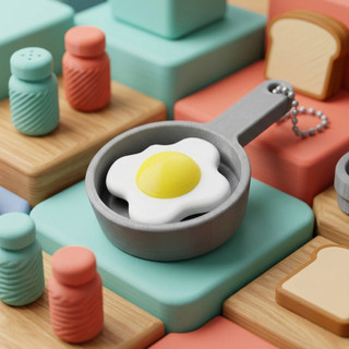 🍳🍳🍳 MÓC KHÓA CLICKY CHẢO CHIÊN TRỨNG ỐP LA -  NHỰA 3D – NHỎ XINH, CLICK CÁI LÀ GHIỀN