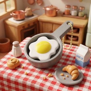 🍳🍳🍳 MÓC KHÓA CLICKY CHẢO CHIÊN TRỨNG ỐP LA -  NHỰA 3D – NHỎ XINH, CLICK CÁI LÀ GHIỀN