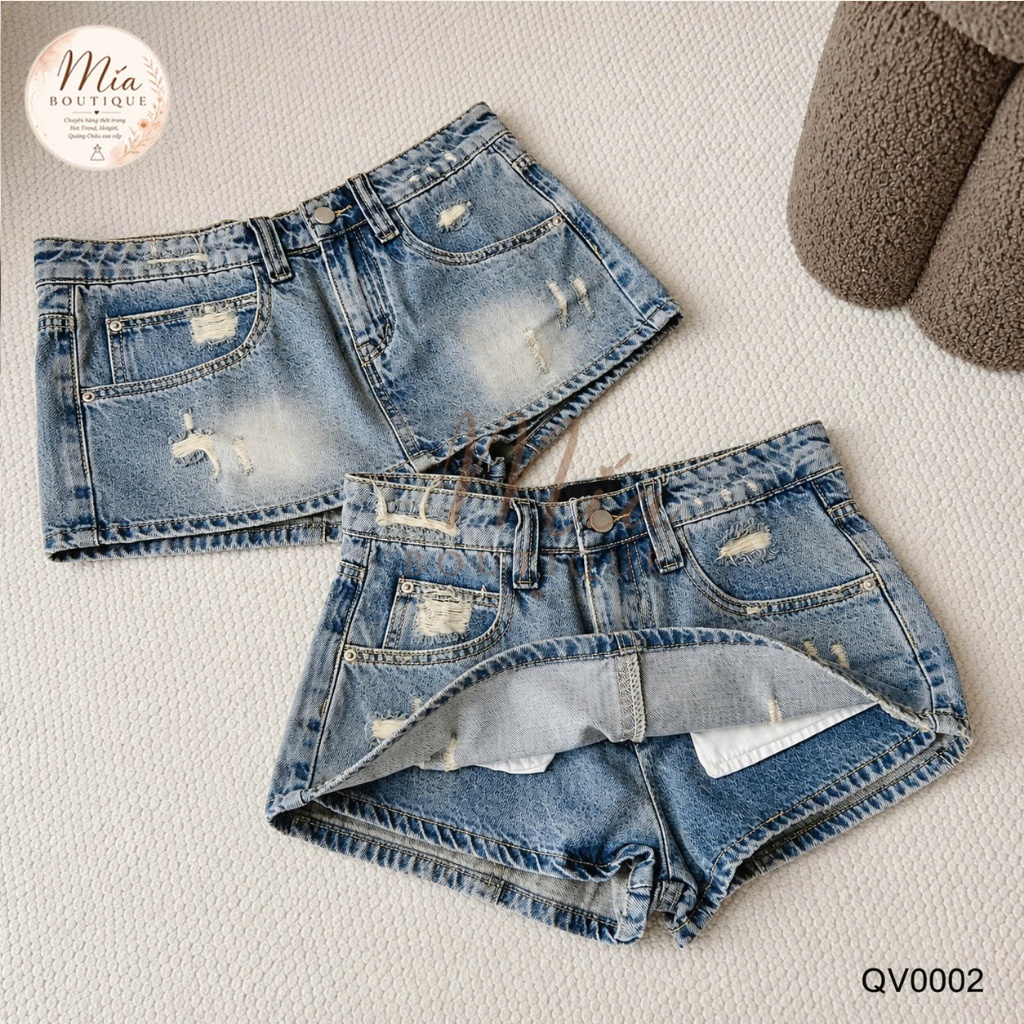 Quần váy ngắn jean denim bò chữ A basic rách cào Mía QCCC QCL1 QV0002 #68099