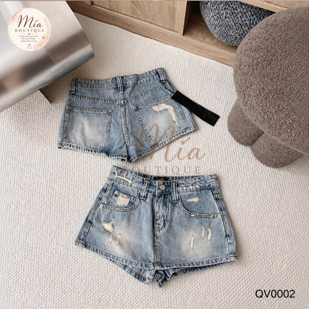 Quần váy ngắn jean denim bò chữ A basic rách cào Mía QCCC QCL1 QV0002 #68099