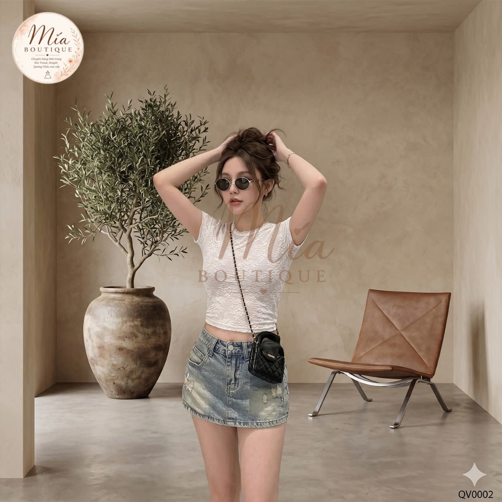 Quần váy ngắn jean denim bò chữ A basic rách cào Mía QCCC QCL1 QV0002 #68099