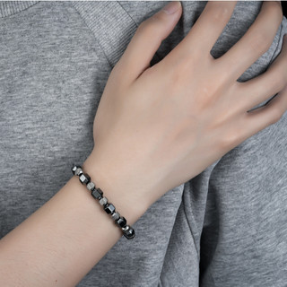 SNUOFO - Vòng tay nam đá thạch anh đen hình vuông kết hợp hạt thép thời trang dễ phối đồ cá tính cao cấp
