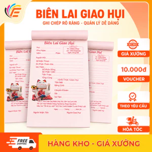 Biên Lai Giao Hụi 1 Liên 2 Liên A5 100 Tờ/Quyển Size 14x20cm