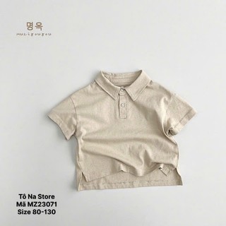 Áo Polo Cộc Tay Bé Trai Basic Cotton Mềm Mát Form Suông Hàn Quốc Phối Cúc Cho Bé Từ 9-28kg MZ23071