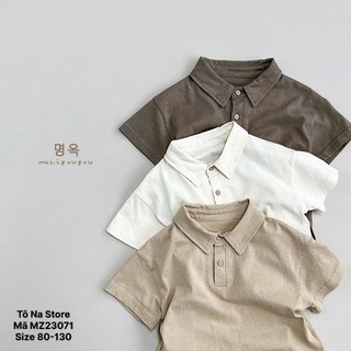 Áo Polo Cộc Tay Bé Trai Basic Cotton Mềm Mát Form Suông Hàn Quốc Phối Cúc Cho Bé Từ 9-28kg MZ23071