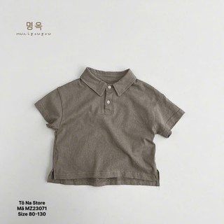 Áo Polo Cộc Tay Bé Trai Basic Cotton Mềm Mát Form Suông Hàn Quốc Phối Cúc Cho Bé Từ 9-28kg MZ23071