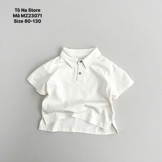 Áo Polo Cộc Tay Bé Trai Basic Cotton Mềm Mát Form Suông Hàn Quốc Phối Cúc Cho Bé Từ 9-28kg MZ23071