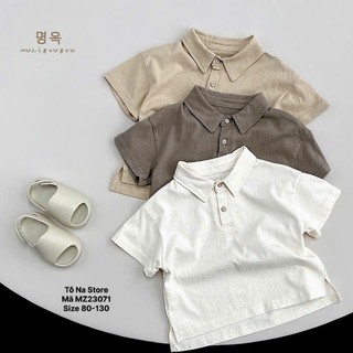 Áo Polo Cộc Tay Bé Trai Basic Cotton Mềm Mát Form Suông Hàn Quốc Phối Cúc Cho Bé Từ 9-28kg MZ23071