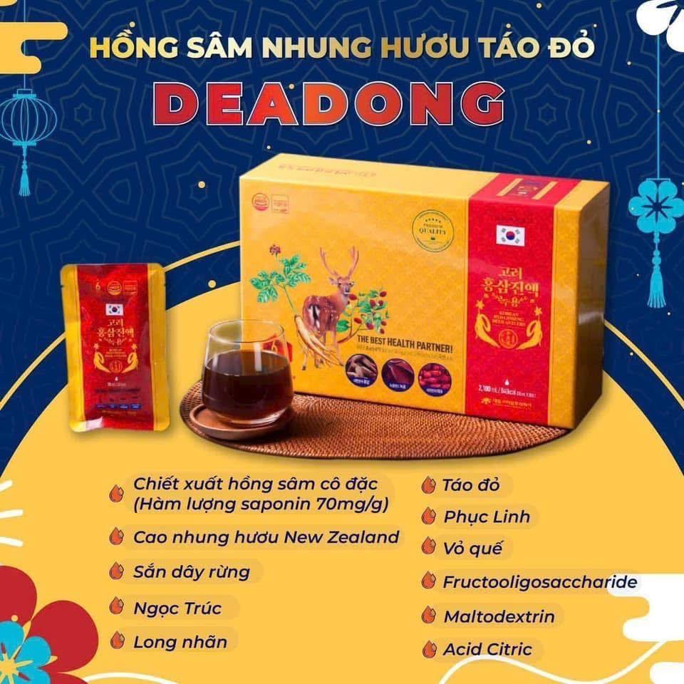 Nươc Hồng Sâm Nhung Hươu (70ml x 30 gói) – Daedong ( hàng mới về )