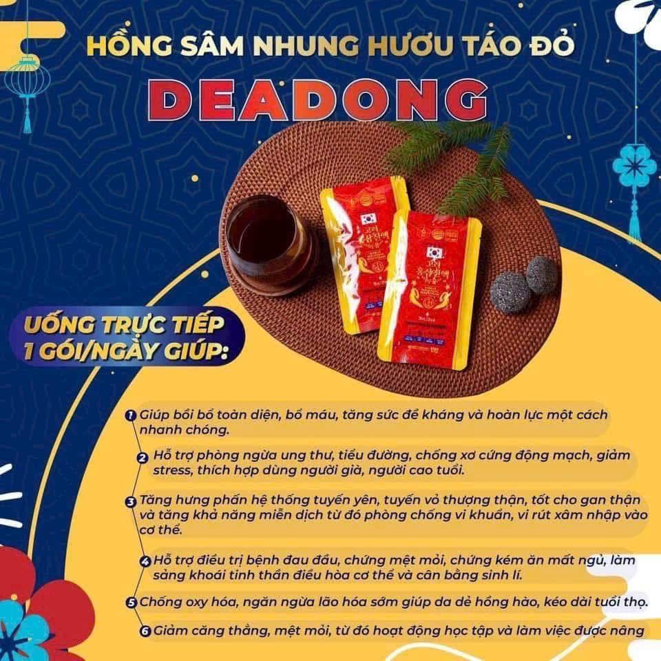 Nươc Hồng Sâm Nhung Hươu (70ml x 30 gói) – Daedong ( hàng mới về )