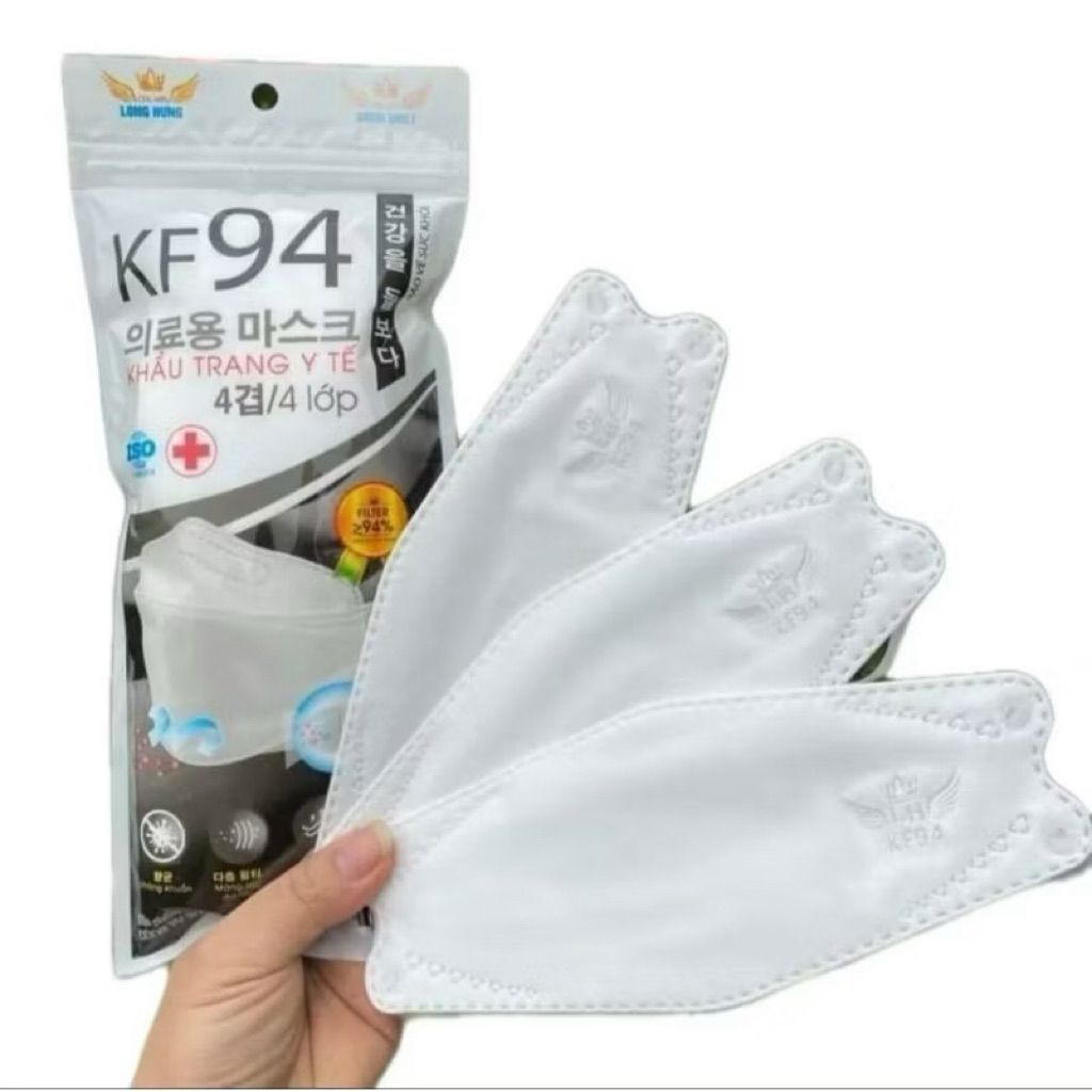 [CHÍNH HÃNG] 10 KHẨU TRANG KF94 LONG HƯNG (1/2027) Trắng, Xám, Đen. nhắn shop lựa màu nha