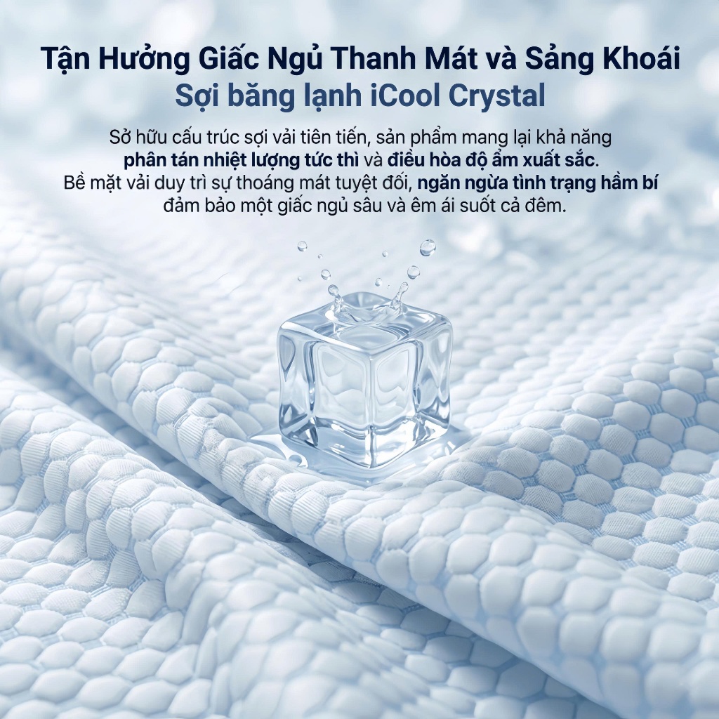 Gối Băng Lạnh Lông vũ mát lạnh ICOOL, không xù lông, mềm mại, thoáng khí - Ngọc Hạnh Bedding