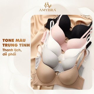 Combo 3 Áo Ngực Có Gọng Nâng Ngực Tạo Khe - Set 3 Áo Lót Nữ Mút Mỏng Đúc Su Cao Cấp AMYBRA A522