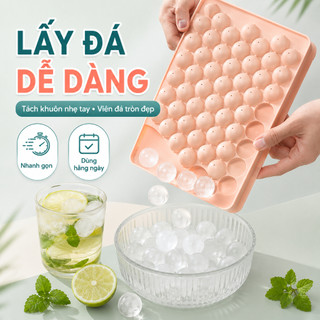 QCOOKO Khay Làm Đá 33 ô Có Nắp Đậy Kháng Khuẩn Chống Mùi Tủ Lạnh , Khay đá tròn Khay Làm Đá Bi Tròn