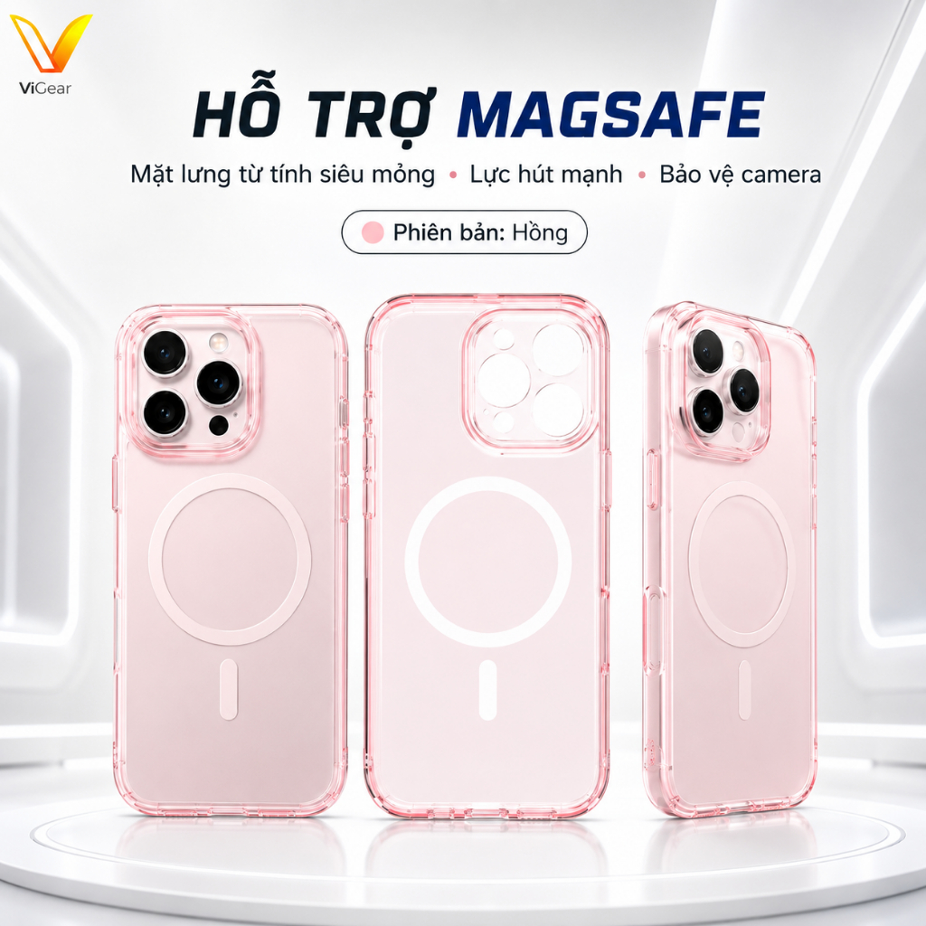 [ỐP HỒNGI] Ốp lưng siêu mỏng nhẹ nhám ViGear bảo vệ camera, chống trơn trượt thiết kế độ iPhone 17 OP30