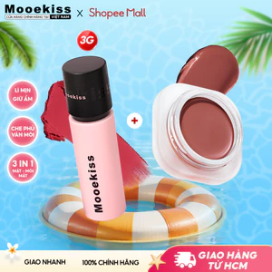 Combo Son bùn và Má hồng kem Mooekiss rạng rỡ tự nhiên làm sáng thoáng khí hiệu ứng trang điểm tone Hàn Trung 3g + 5g