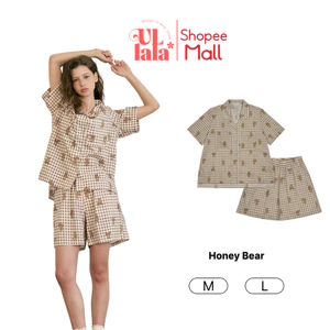 Ullala Pajamas Basic Honey Bear Bộ ngủ mặc nhà nữ Ngắn tay Size M/L