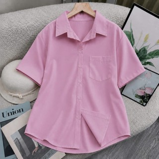 Áo sơ mi trắng đi học bigsize nữ tay lửng có túi 1 bên basic dành cho học sinh viên mặc xinh xắn  SM1T