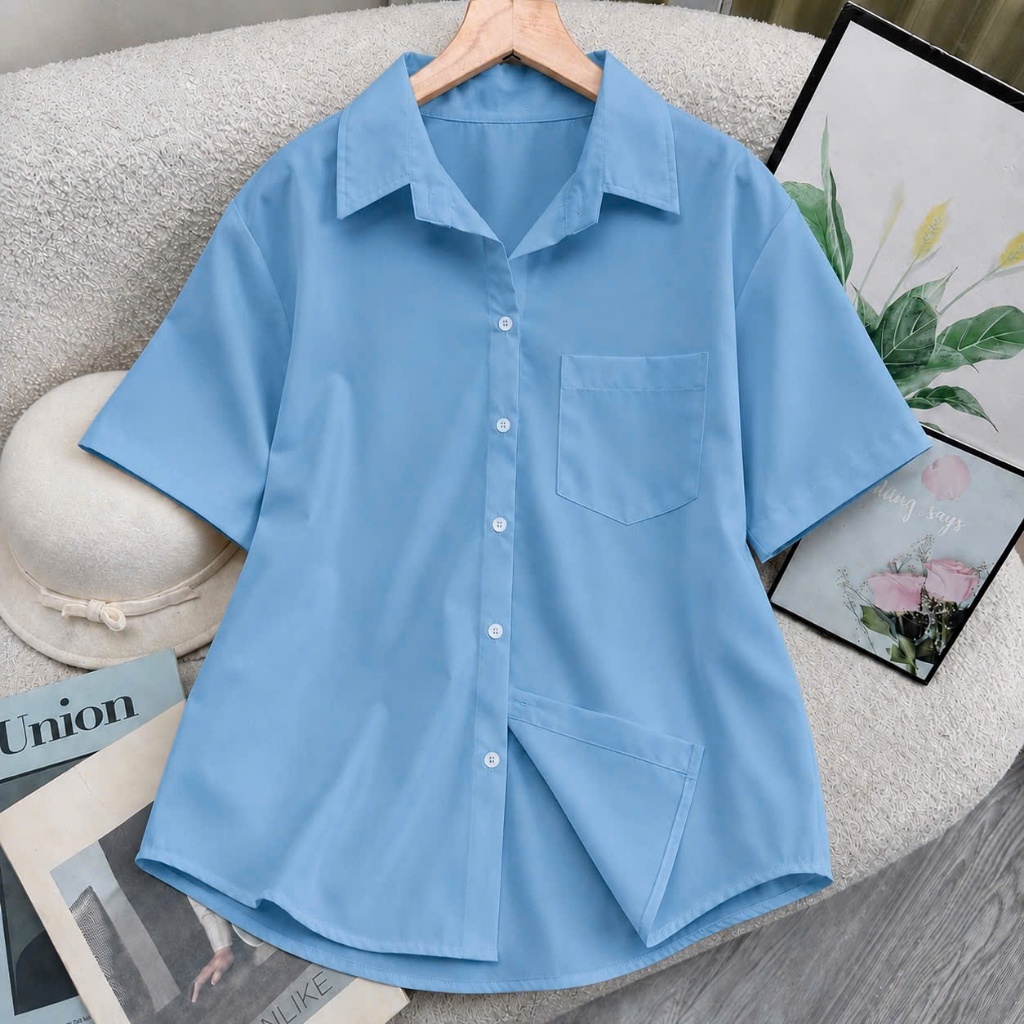 Áo Sơ Mi Bigsize Nữ  – Dáng Học Sinh & Công Sở, Form Rộng Cho Người Mập (50–95kg) SM1T