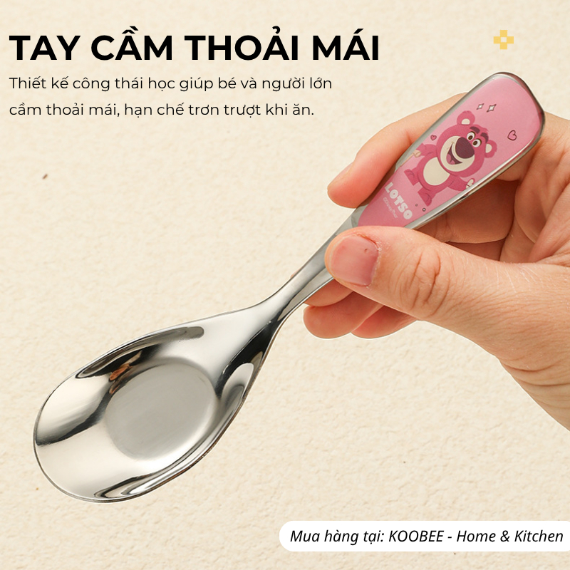 Thìa Trẻ Em Disney Inox 304 KOOBEE - Lòng Sâu, Cán Hoạt Hình Không Bay Màu, Muỗng Ăn Cơm Cho Bé Cao Cấp | 386